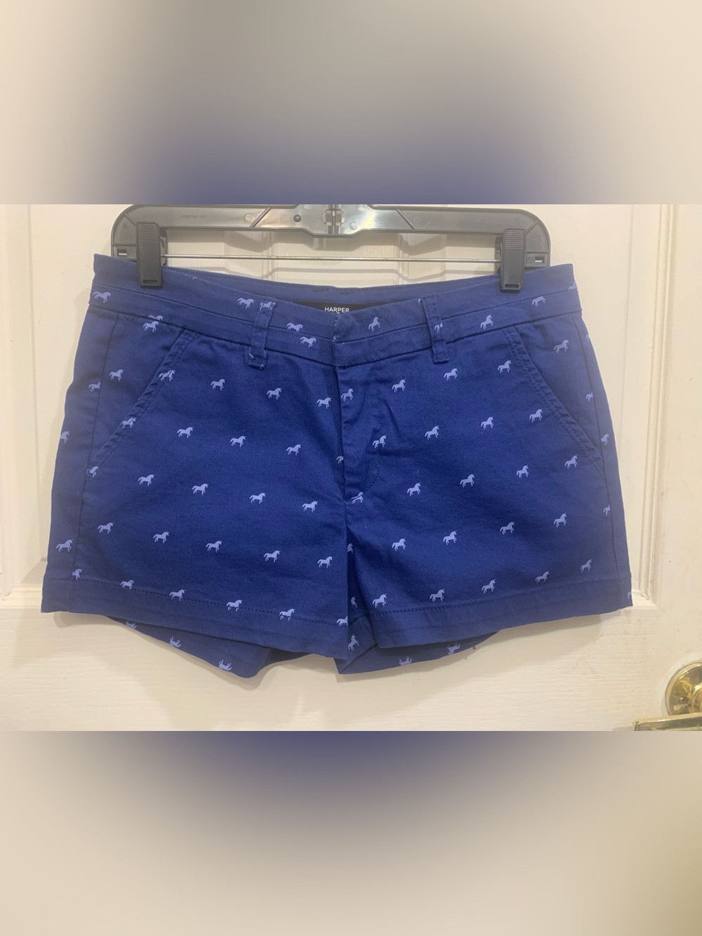 NWT Francesca’s Harper Blue Unicorn Sz 4 Short Shorts.                 3329